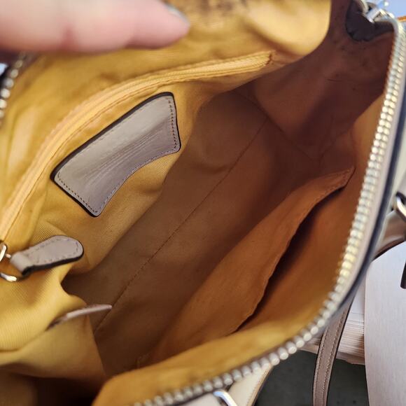 Coach Varsity Stripe City Zip in Signature Silver/Chalk Orange Hand Bag - Picture 10 of 12